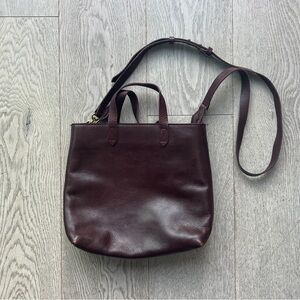 Madewell Small The Zip Top Transport Crossbody Leather Tote Bag in Dark Cabernet